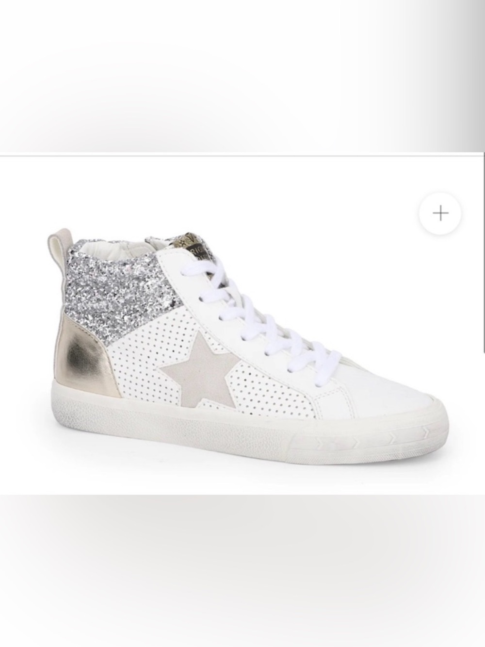 Vintage Havana Lester Sparkle Sneakers White Silver Gold Women Size 6 New in Box